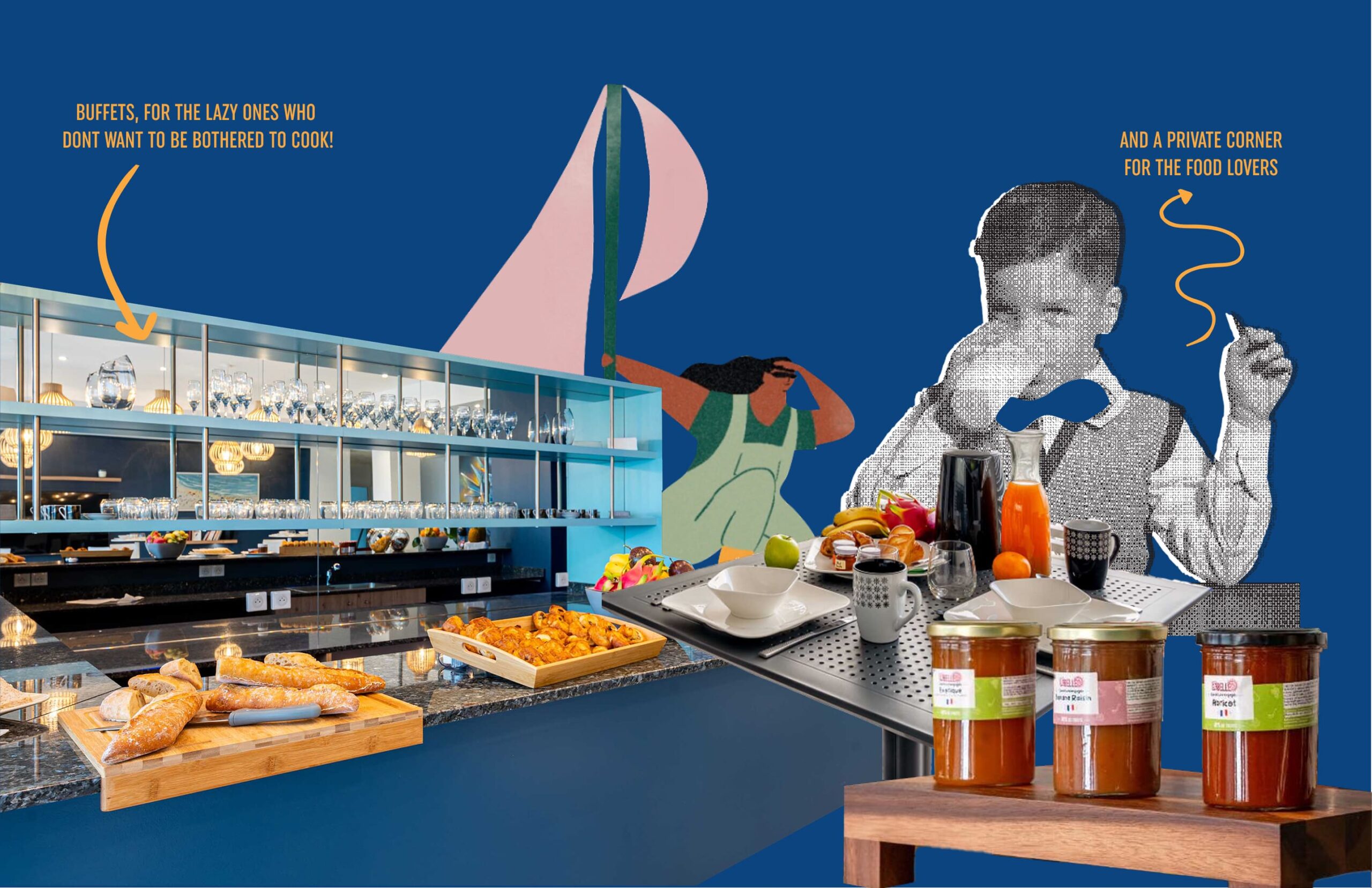 Buffets, for the lazy ones who don't want to be bothered to cook! And a private corner for the food lovers.